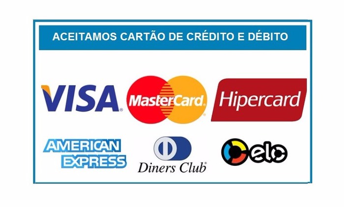 Aceitamos cartão de crédito e débito